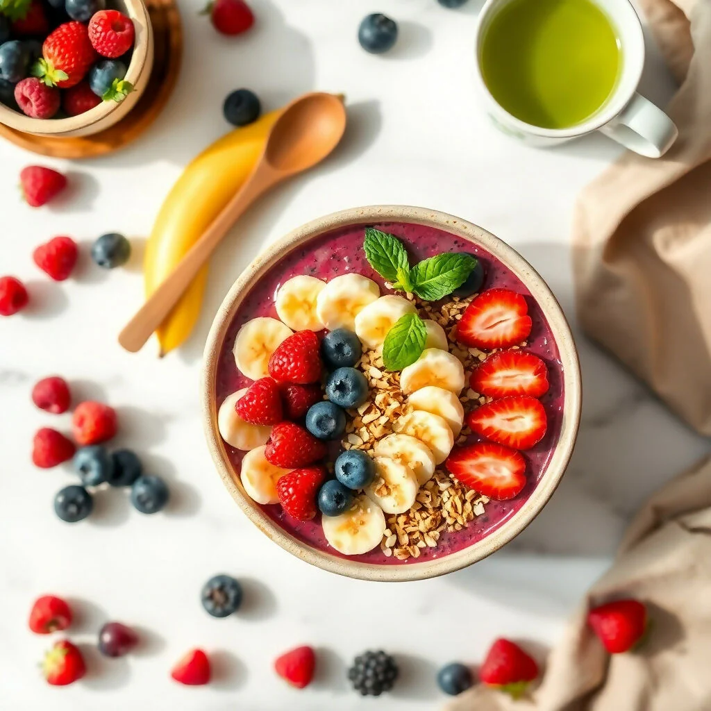Vibrant Berry Smoothie Bowl with Fresh Fruit Toppings