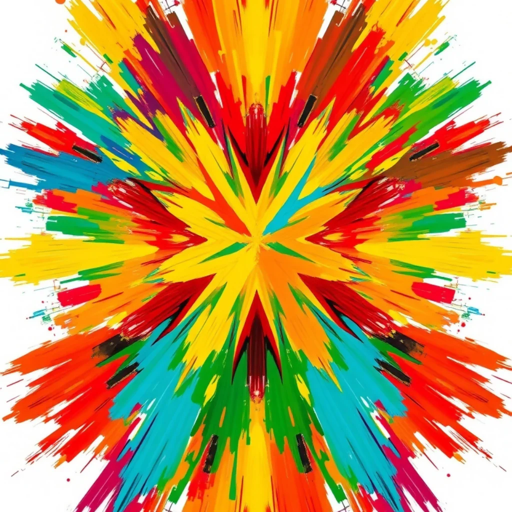 Vibrant Color Explosion Abstract Art Radiating from Center