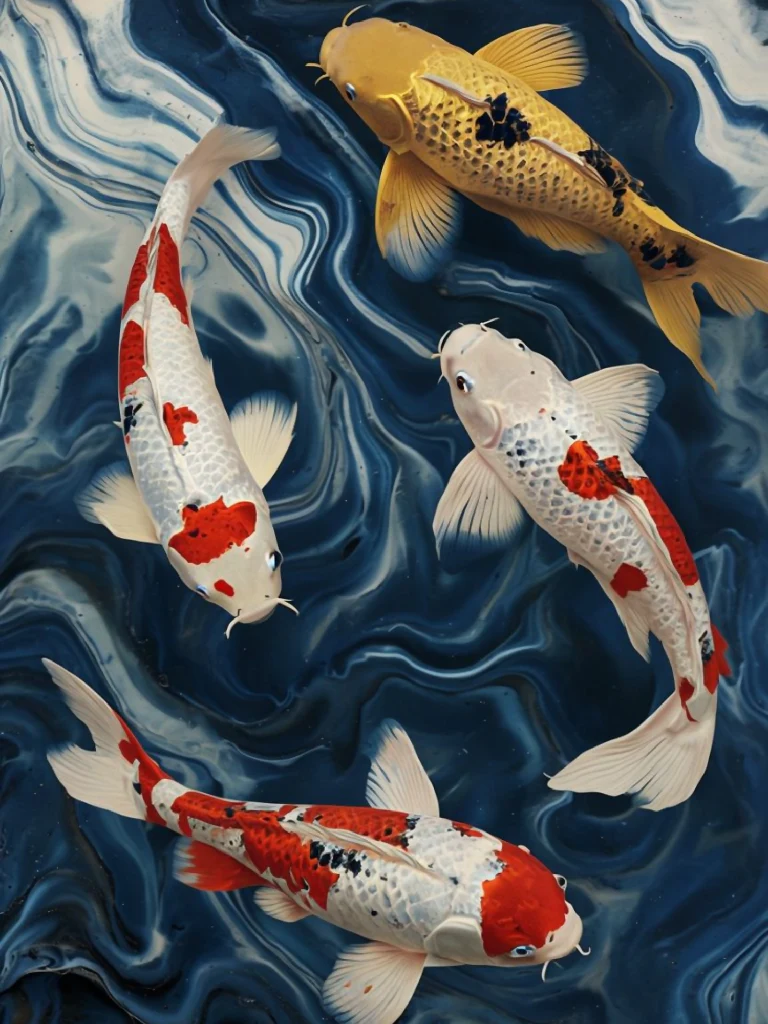 Vibrant Koi Fish Digital Art Abstract Water Print for Modern Feng Shui Home Decor Instant Download