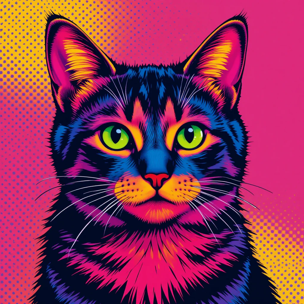 Vibrant Pop Art Cat Portrait