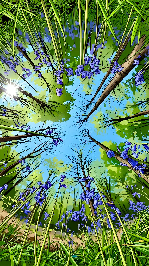 View from the Bluebells Under Beechwood's Forest Floor