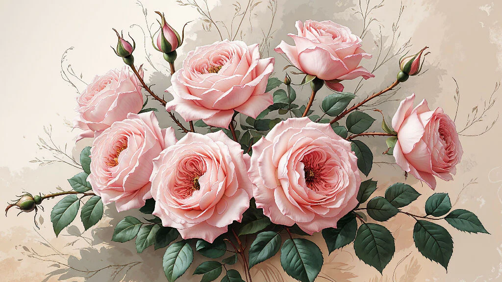 Vintage Pink Roses Still life