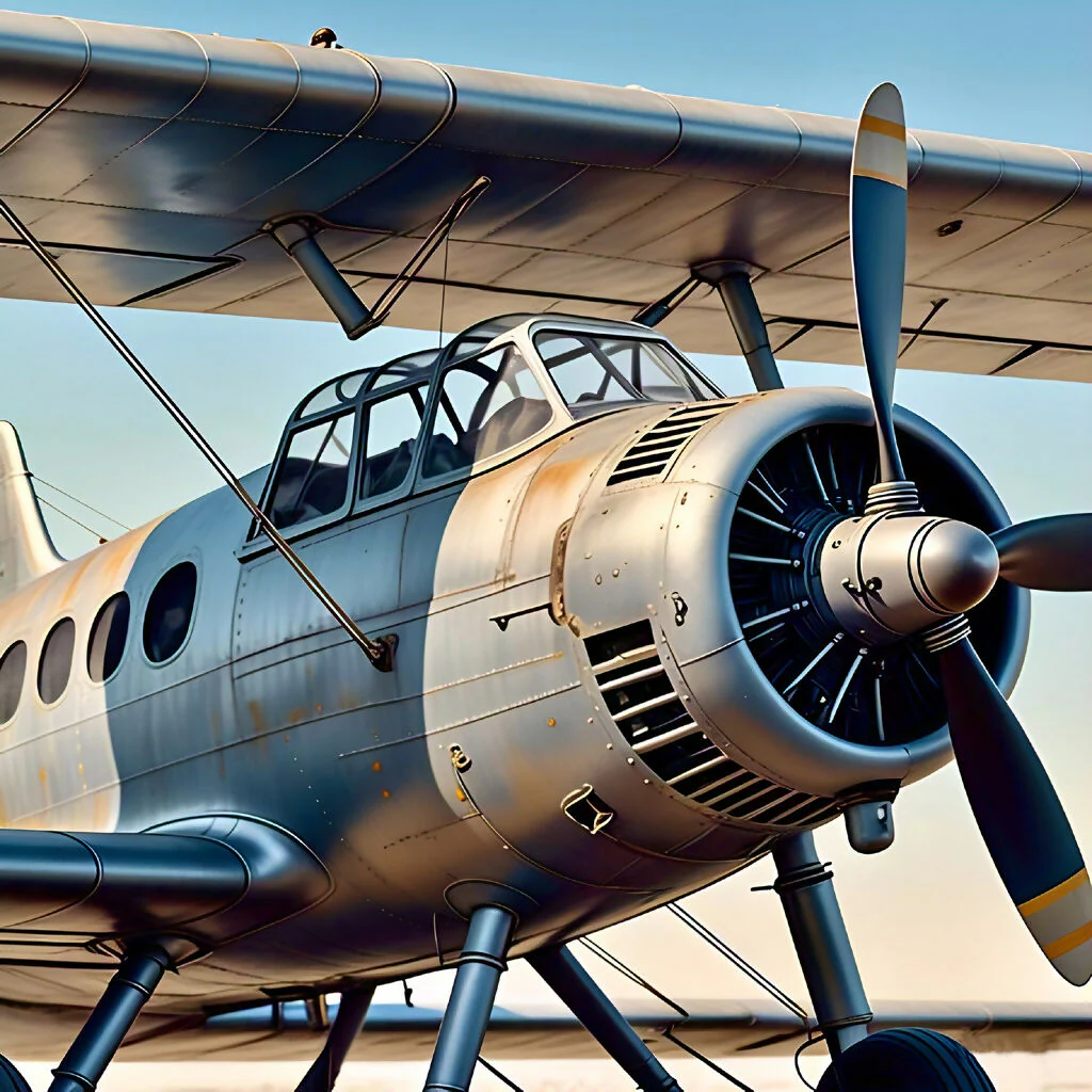 Vintage Propeller Plane AI Art
