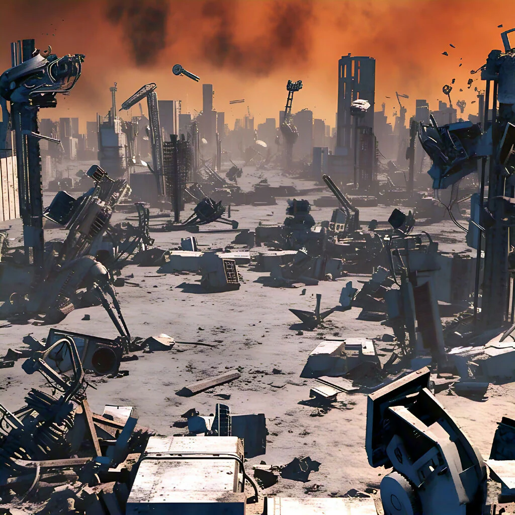 Wasteland Horizon: Post-Apocalyptic Cityscape in Ruins