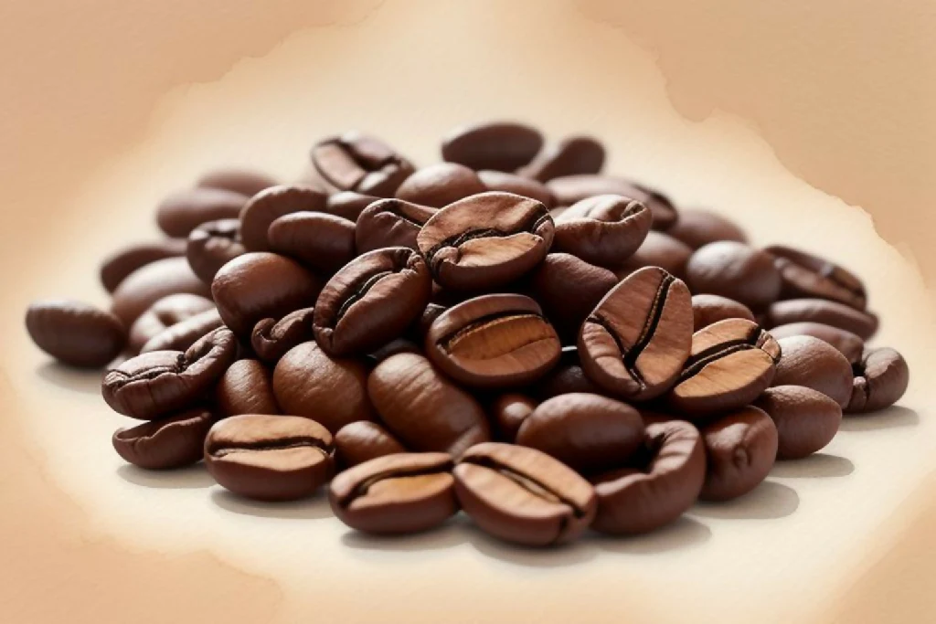 Watercolor Drawing of Coffee Beans