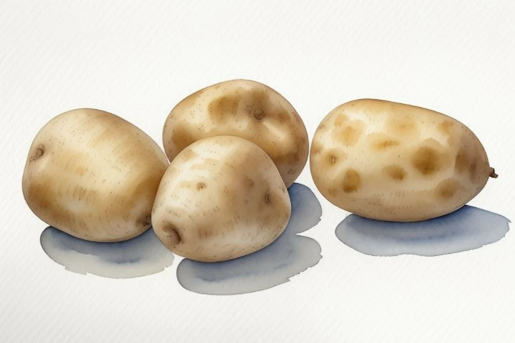 Watercolor Drawing of Potatoes