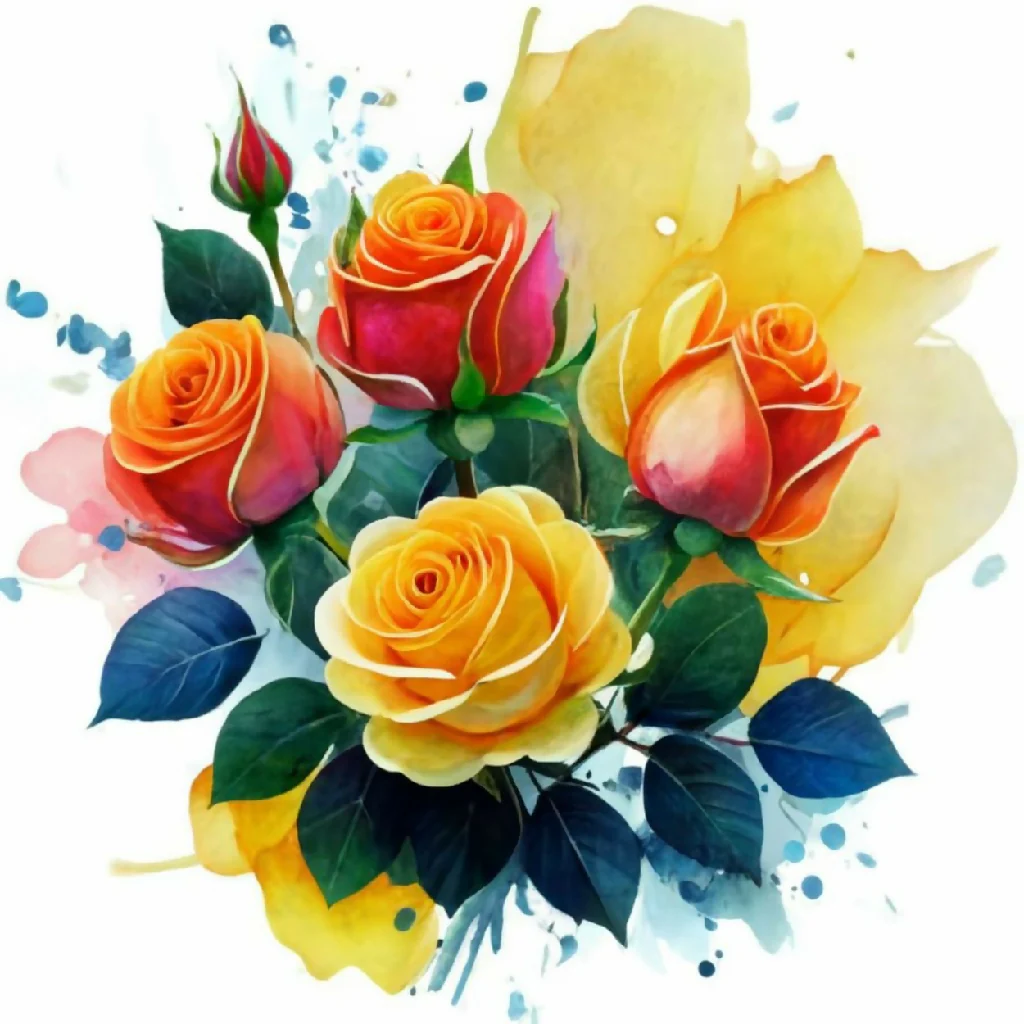 Watercolor Rose Bouquet"