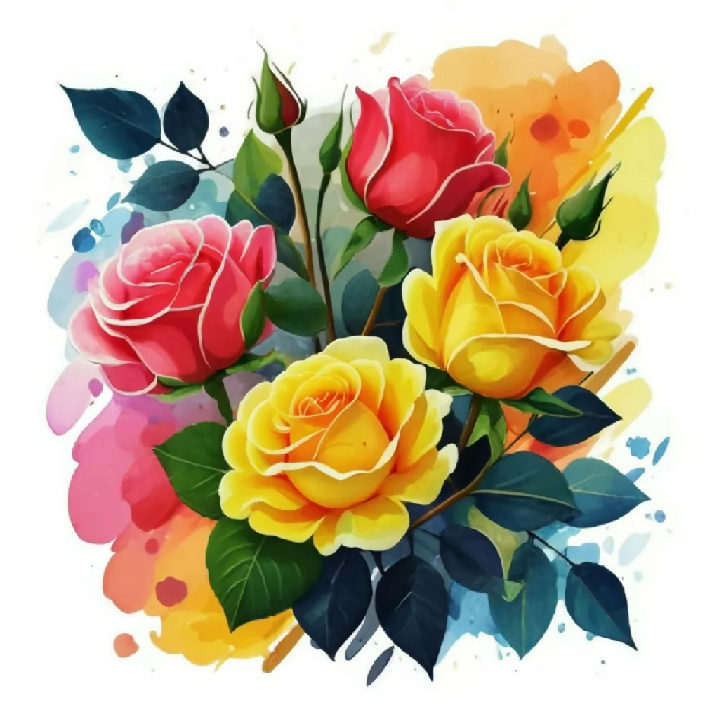 Watercolor Rose Bouquet" - Image 2