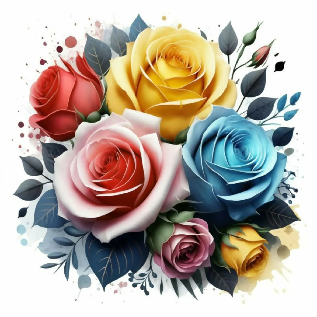 Watercolor Rose Bouquet" - Image 6