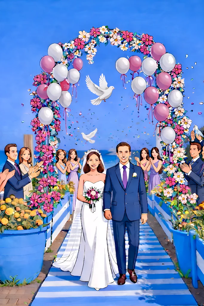 Wedding Couple Under Floral Archway