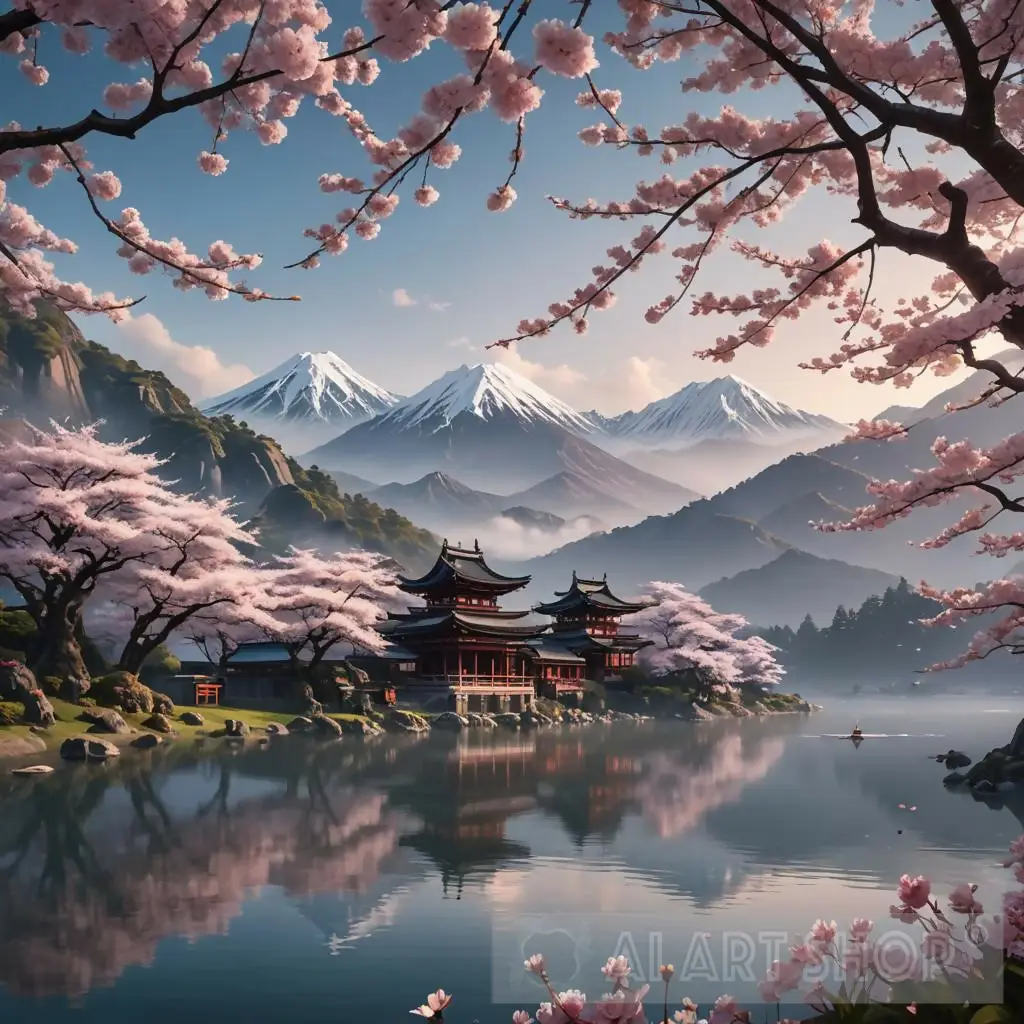 Whispers of Time: Ancient Temple through Cherry Blossoms
