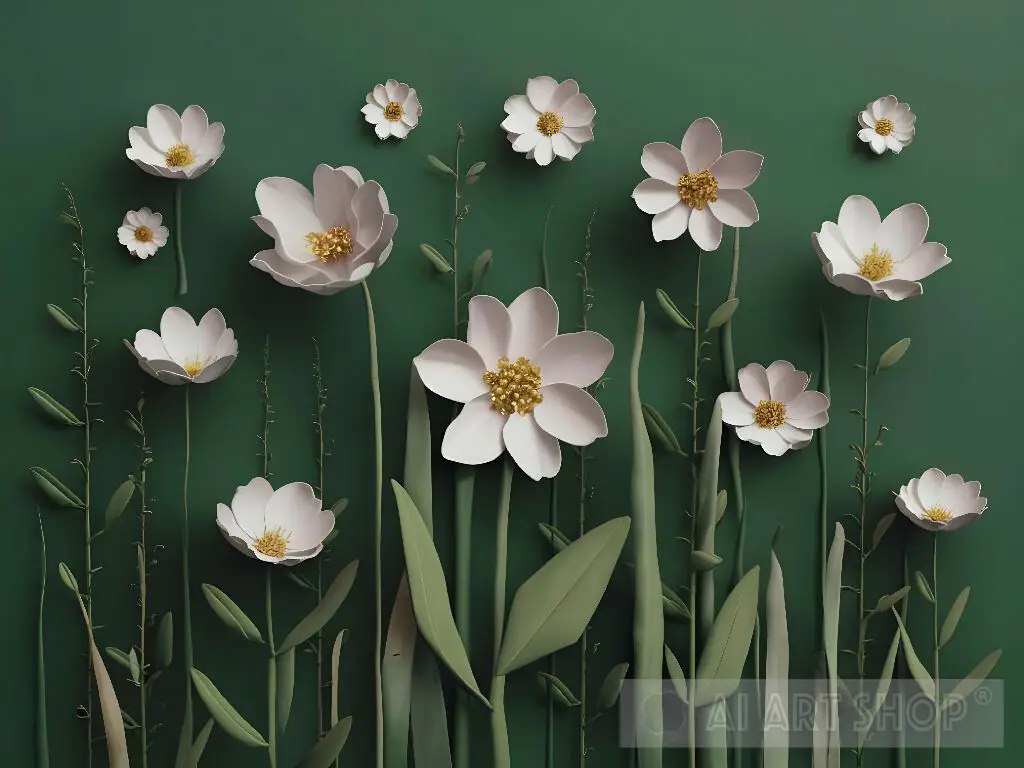 white and yellow flowers with green background
