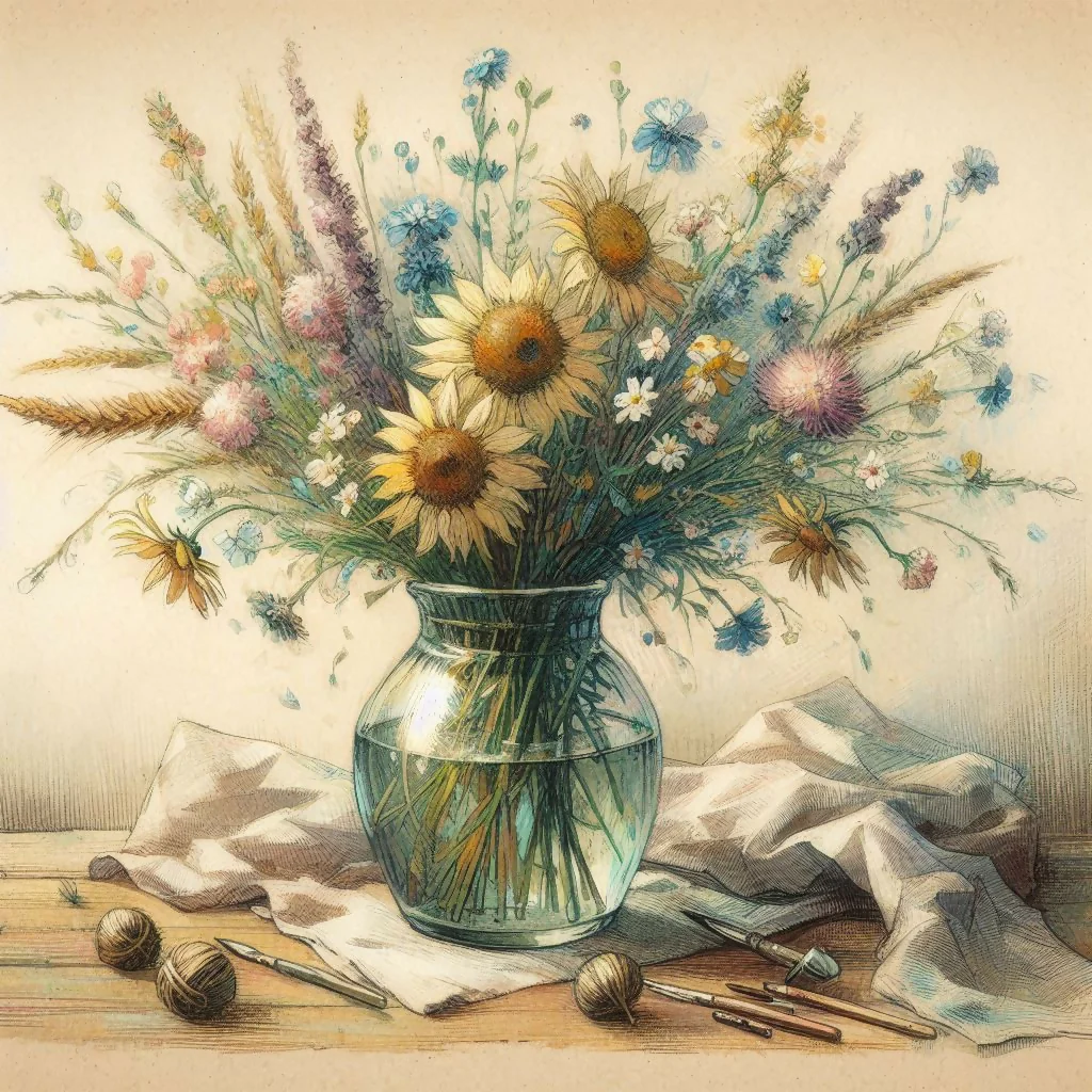 Wiesenblumen in Vase