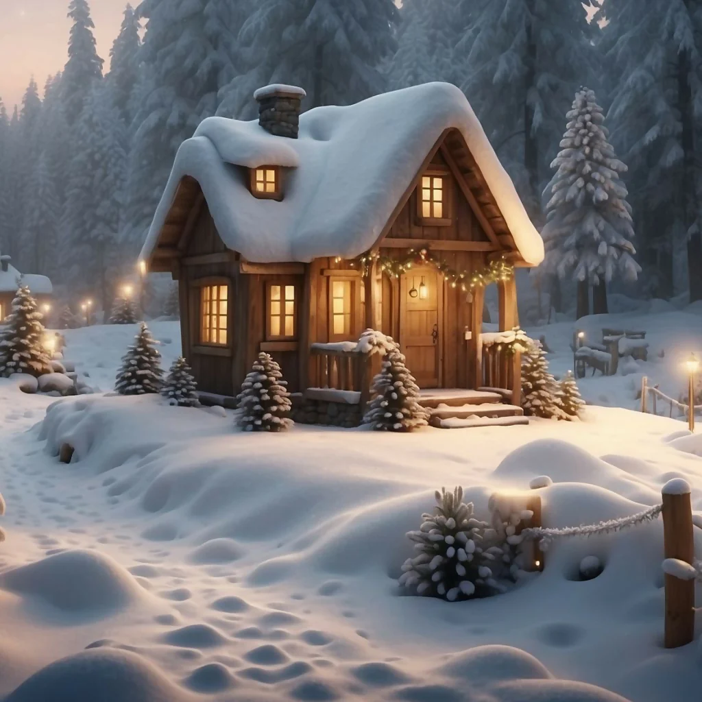 Winter Cabin in the Forest