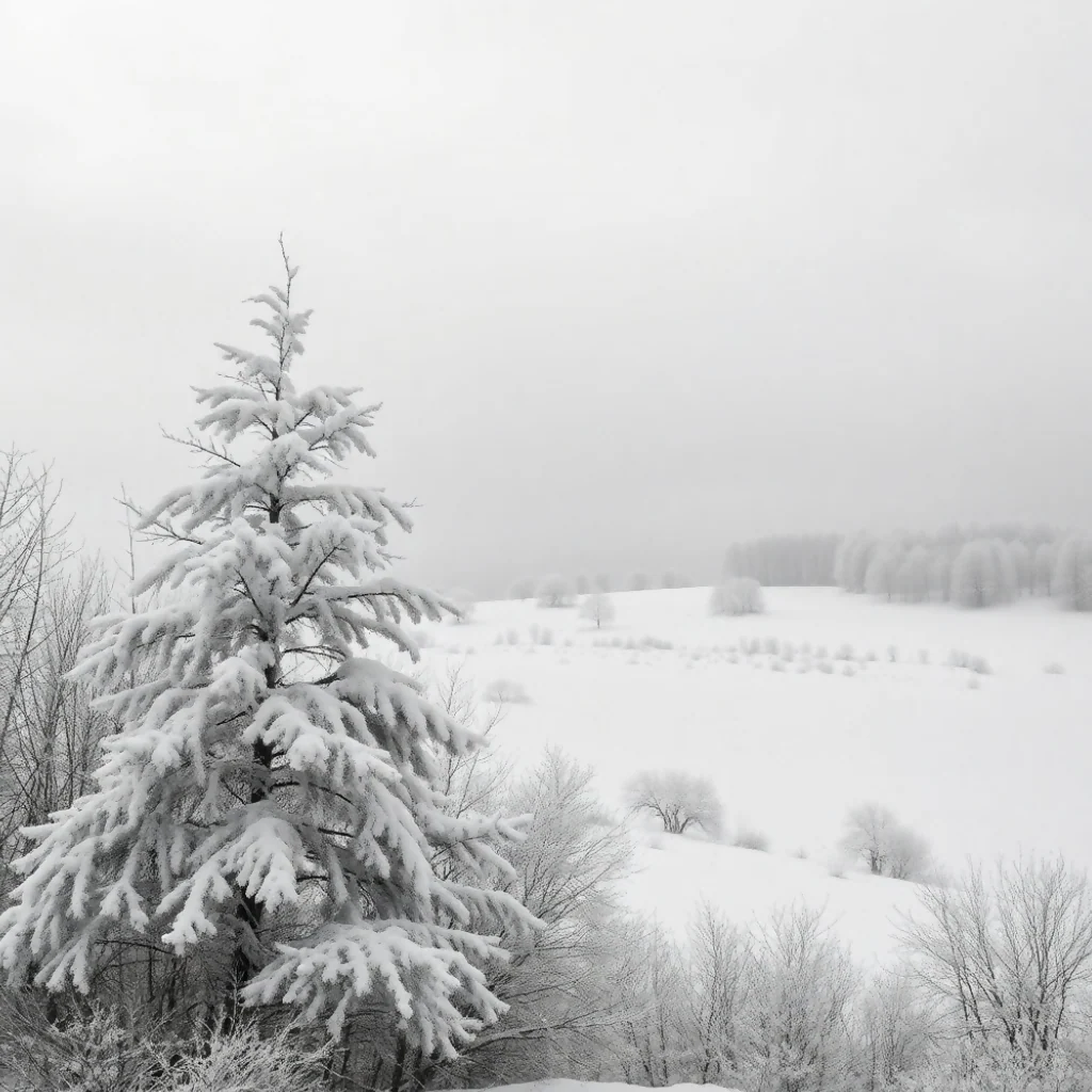 Winter Landscape Covered in White Snow