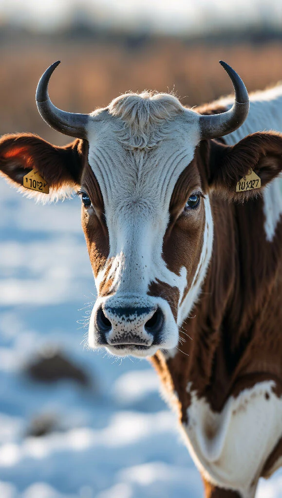 Winter Serenity: A Cow in the Snow - Image 3