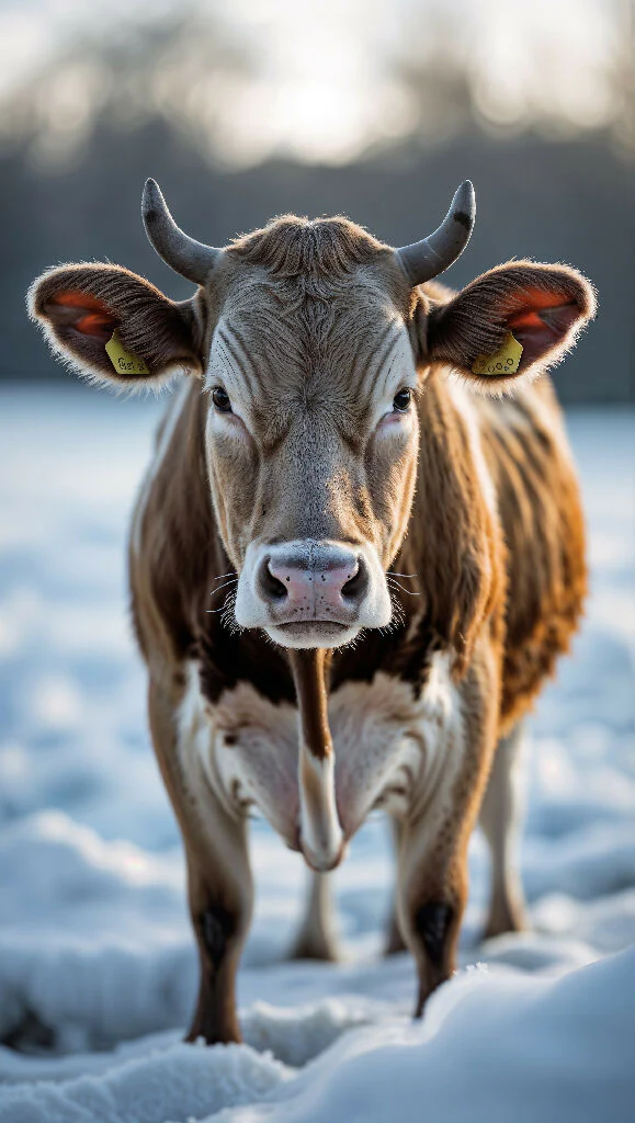 Winter Serenity: A Cow in the Snow - Image 4