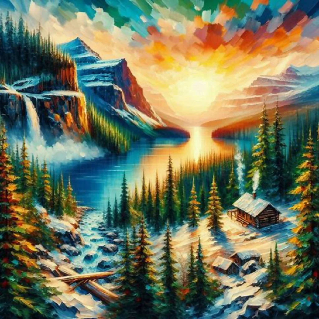 Winter Sunrise in the Mountain Cabin - Image 3