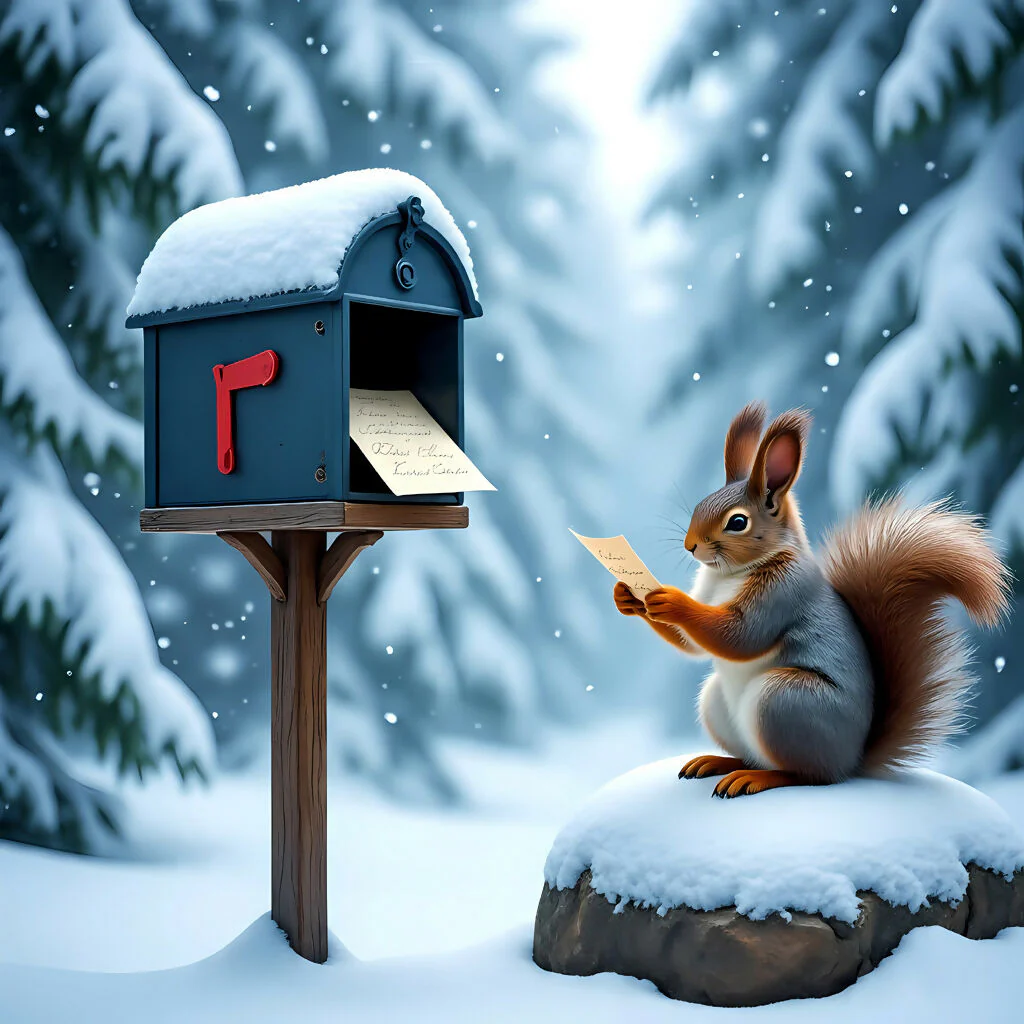 Winter Whispers: The Squirrel’s Secret Letter Wall Art