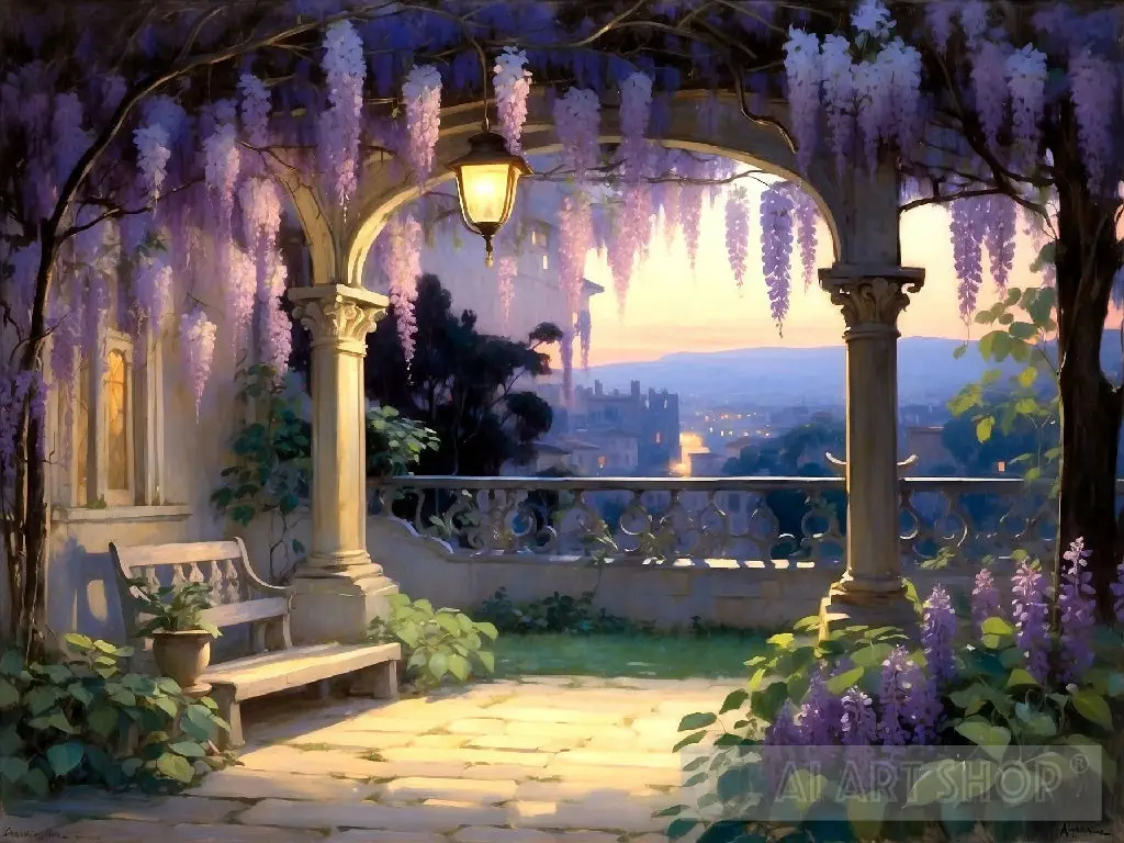 Wisteria Arbor at Twilight