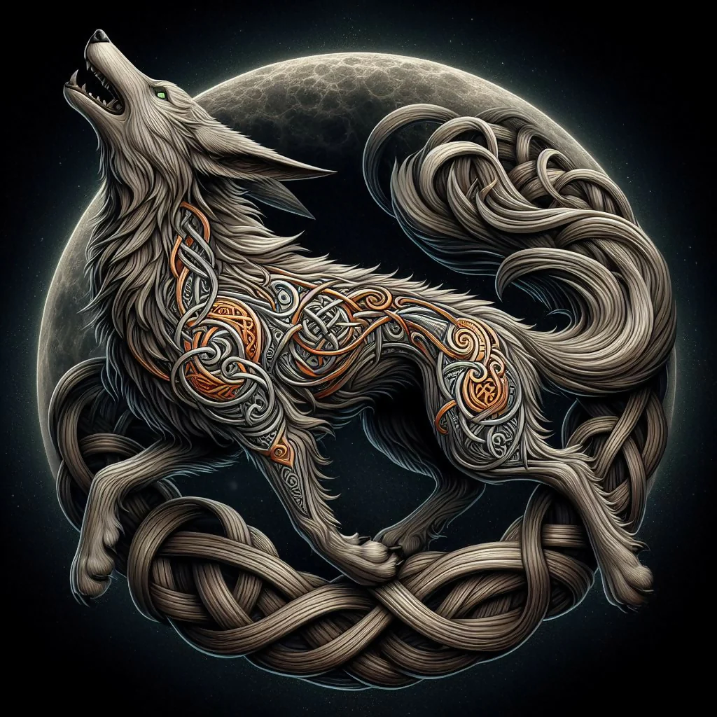 Lunar Howl: Celtic Wolf Under the Moon