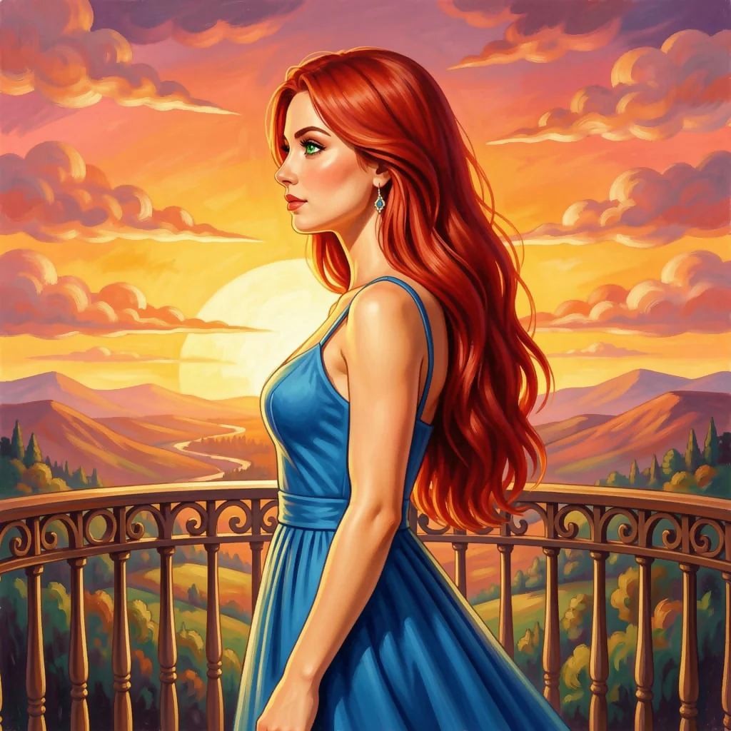 Woman at the Sunset Balcony
