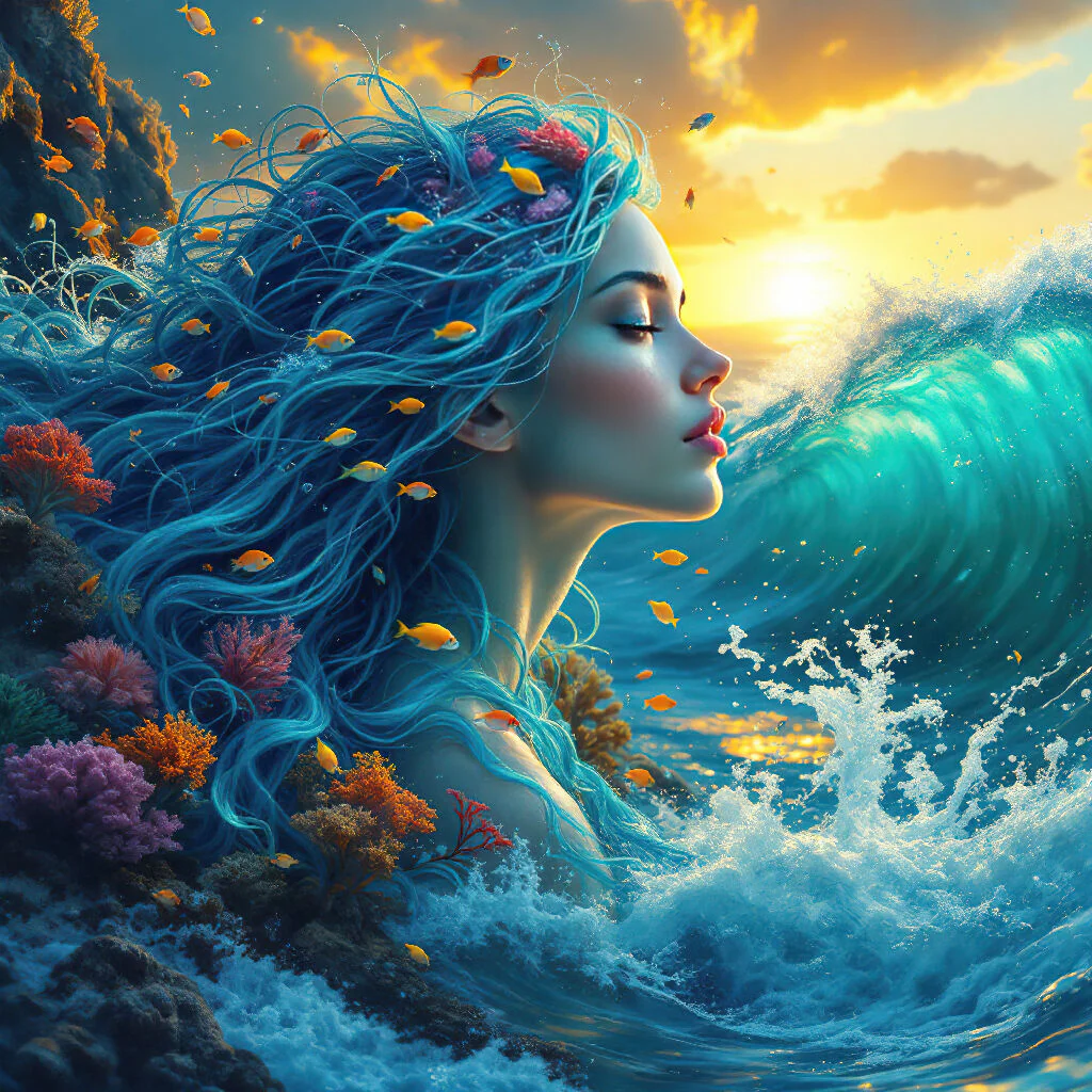 Woman in the ocean