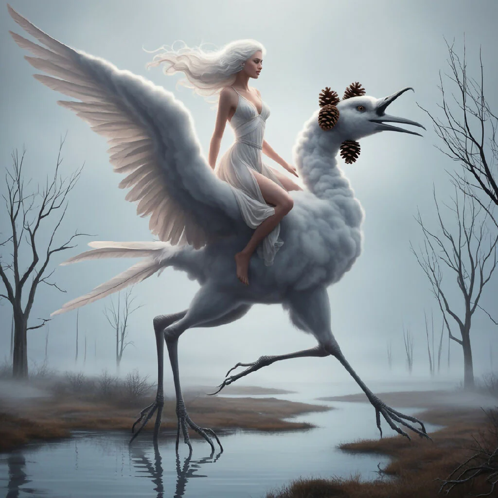 woman with flowing white hair, - Image 2