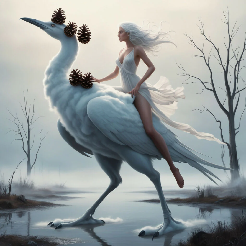 woman with flowing white hair, - Image 3