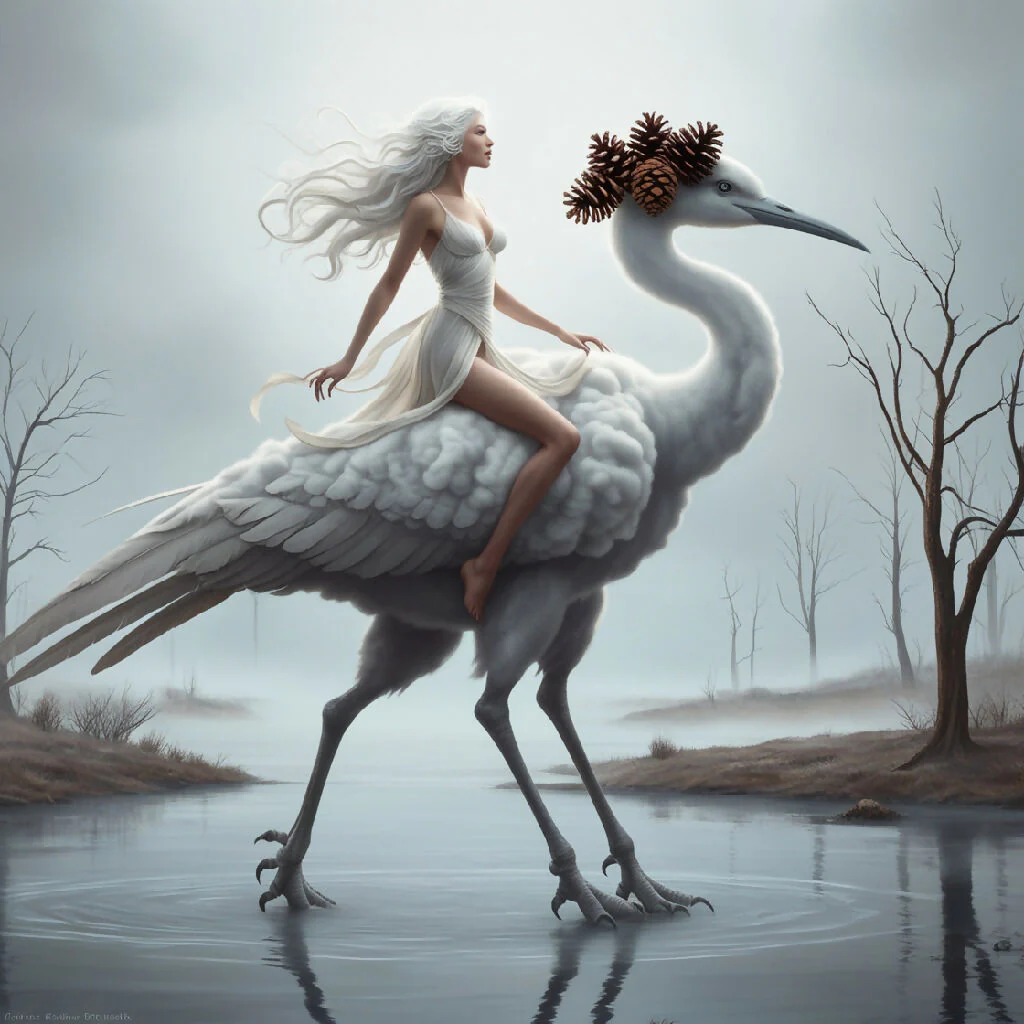 woman with flowing white hair, - Image 4