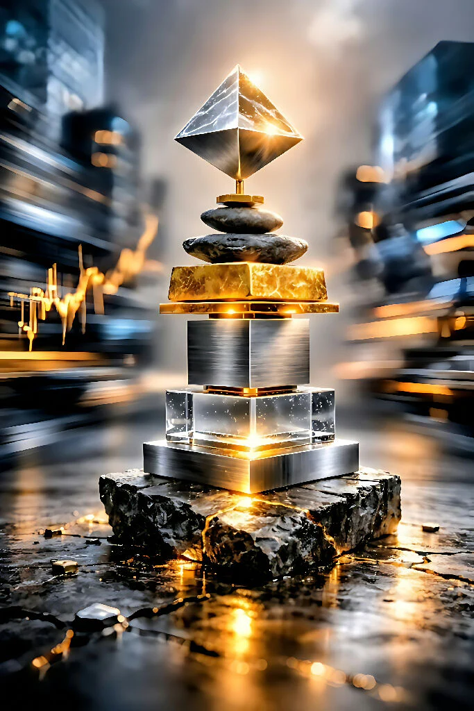Zen Financial Balance: Abstract Success Pyramid 3D Art