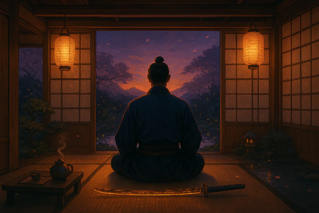 Zen Samurai at Twilight Garden