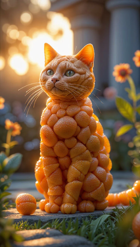 Zesty Whiskers: The Citrus-Coated Cat