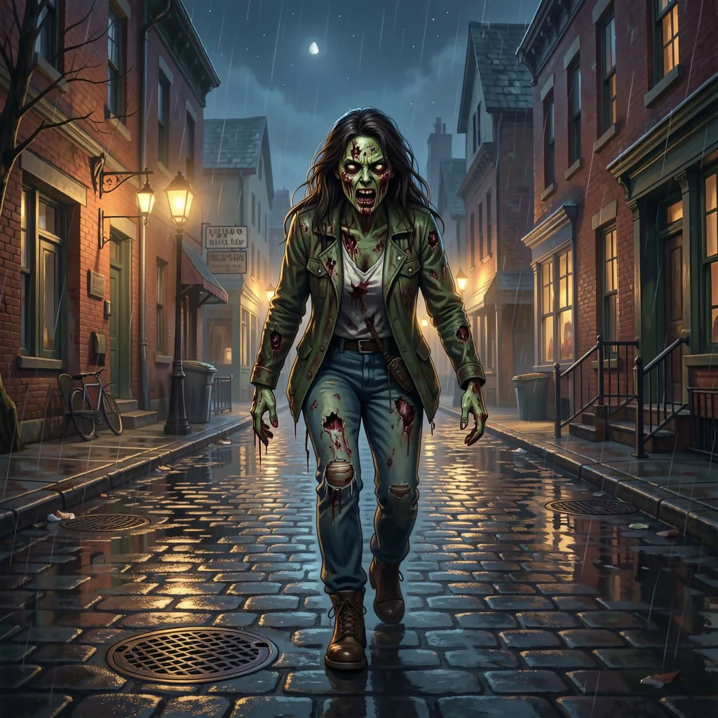 Zombie on the Cobblestone Street